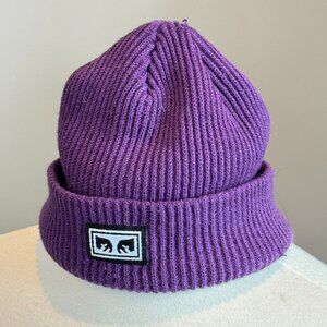 Purple Obey Subversion Logo Patch Beanie Hat